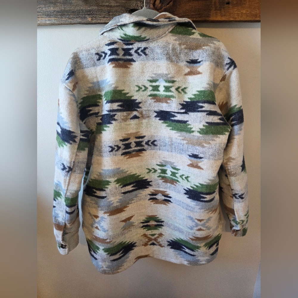Geometric Oversized Aztec Wool Blend Shacket - Picture 6 of 6